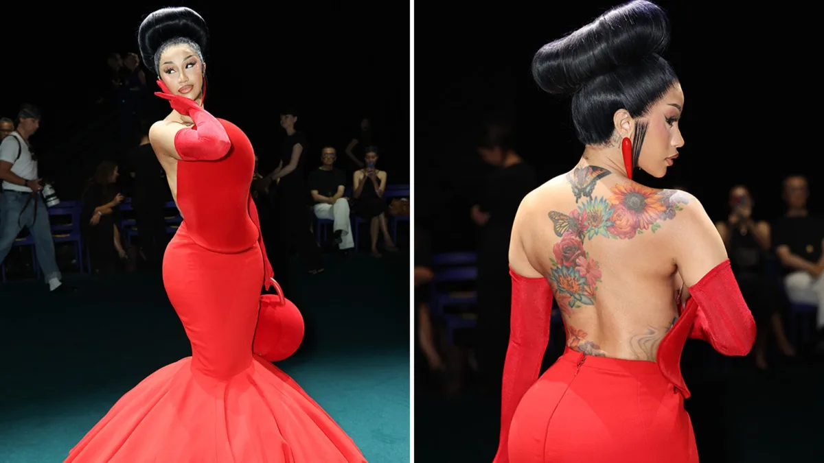Cardi B Stuns in Red Dress at Robert Wun Show in Paris