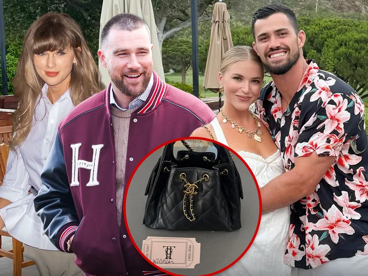 Жена игрока НФЛ выиграла сумку Chanel за $6700 на свадьбе Трэвиса Келси и Тейлор Свифт — фото 1